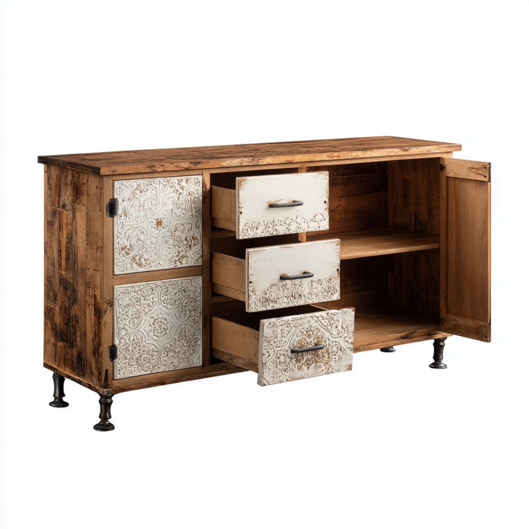 Dressoir van hout voor de woonkamer met vier lades en twee deuren - 150 x 40 x 85