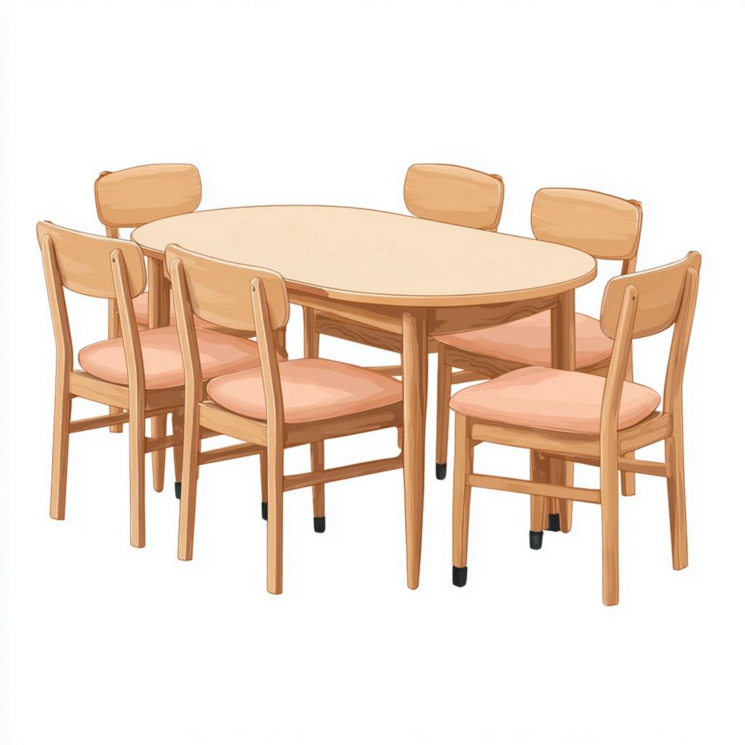 Eettafel van massief hout voor de eetkamer met zes stoelen - 180 x 90 x 75